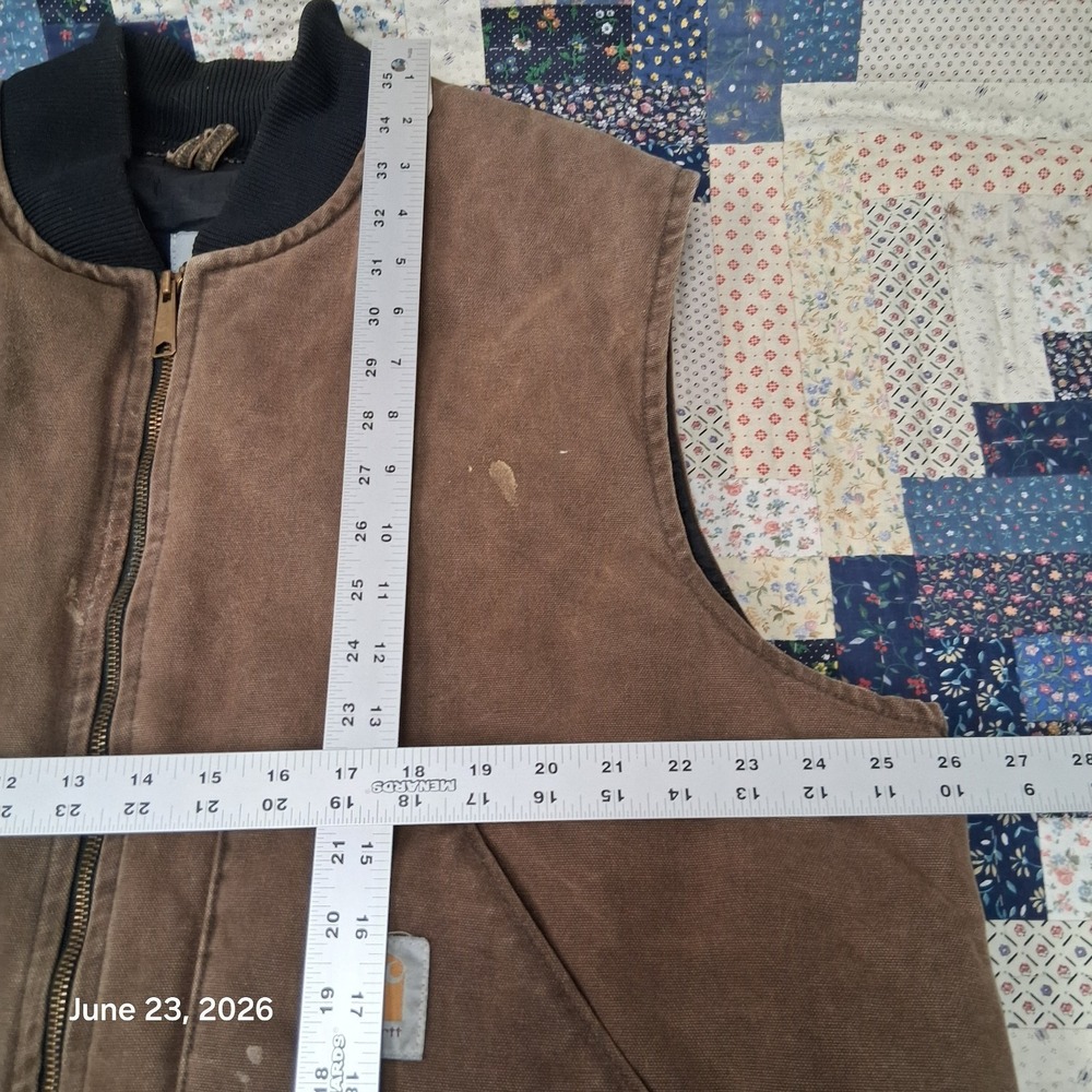Vintage Carhartt Canvas Work Vest Size 2XL Brown VQ1882 Made in USA 1998 - Picture 7 of 12